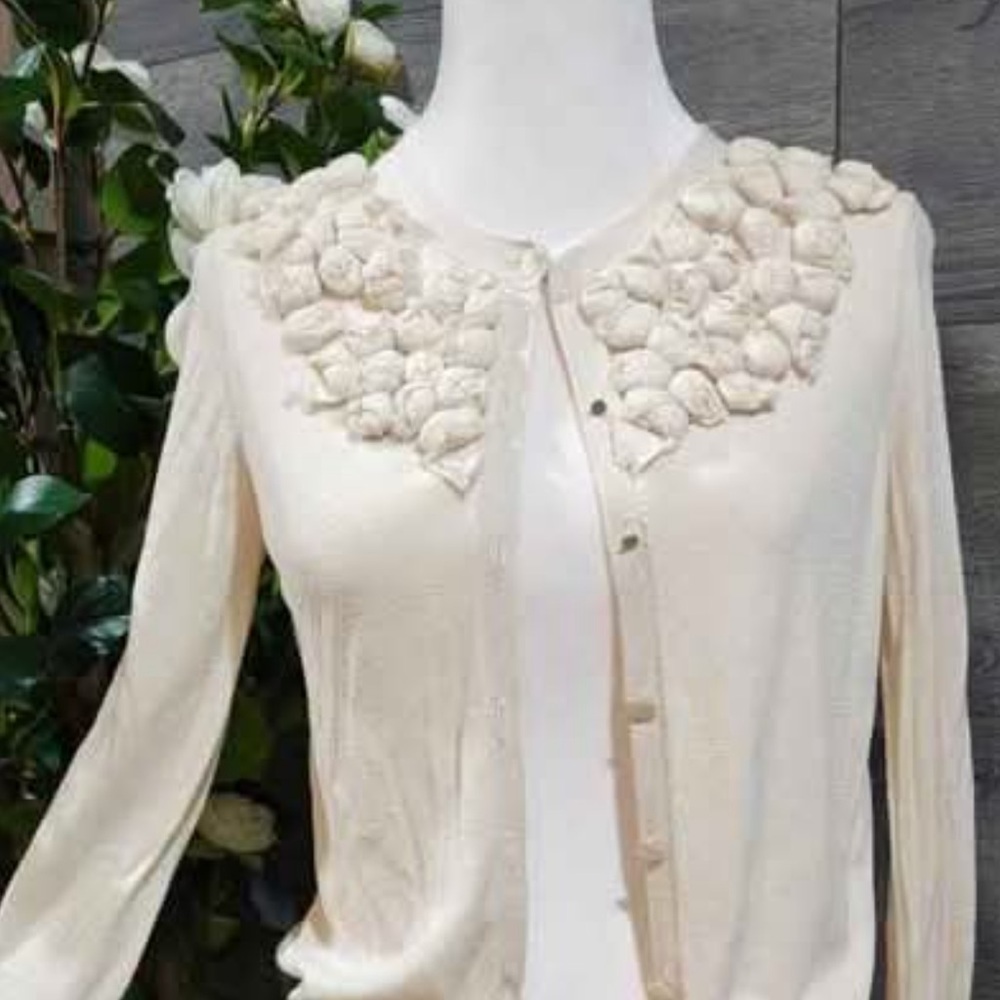 Ann Taylor Cream Knit Cardigan